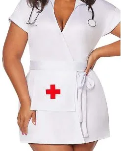 Spirit Halloween Adult Classic Nurse Plus Size Costume -Halloween Shop 01466911 c
