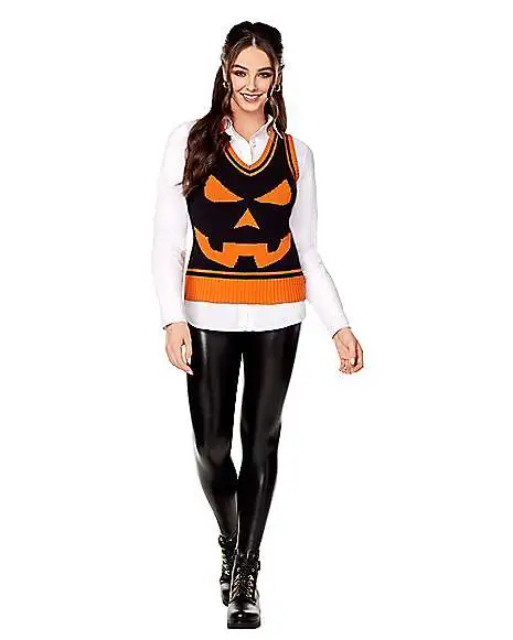 Spirit Halloween Adult Jack-O'-Lantern Sweater Vest 3 Spirit Halloween Adult Jack-O'-Lantern Sweater Vest