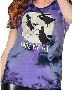 Spirit Halloween Tie Dye Come We Fly T Shirt - Hocus Pocus -Halloween Shop 01601350 d