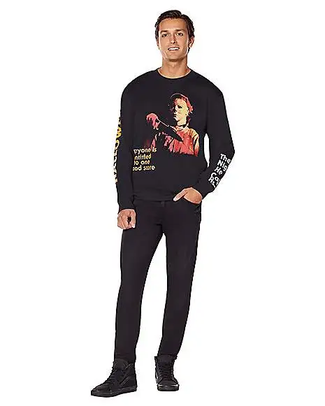Spirit Halloween Michael Myers One Good Scare Sweatshirt - Halloween 5 Spirit Halloween Michael Myers One Good Scare Sweatshirt - Halloween - Image 3