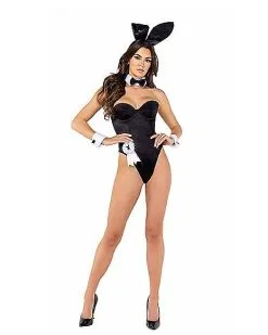 Spirit Halloween Playboy Bunny Bodysuit Outfit - Black